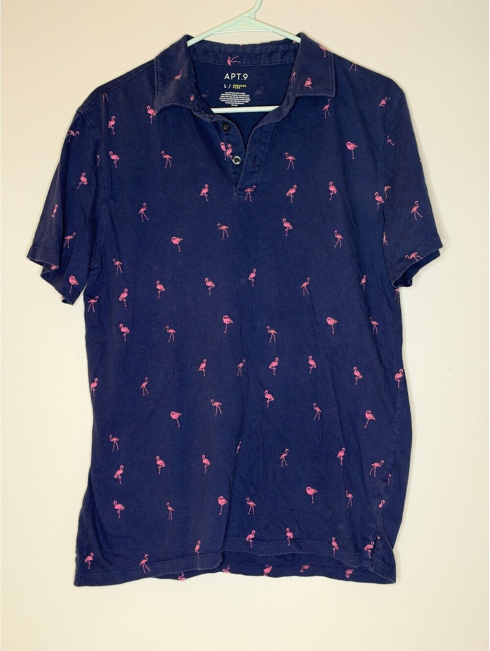 Apt. 9 Navy Print Short Sleeve Polo Shirt